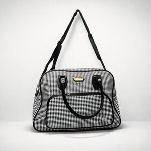 BNWT Houndstooth Pattern Duffel Bag Overnight Bag Travel Bag Pink Lining‎ Inside